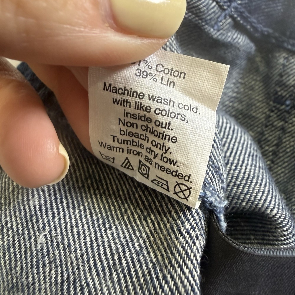 J.Crew Wide Leg Jeans Women 0 Blue Excellent Cotton Linen Blend Trouser F2116 - Picture 6 of 6
